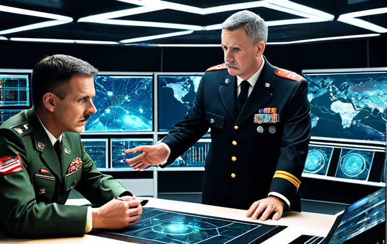 **
"A team of professional-looking military strategists in a modern war room, analyzing holographic displays of urban landscapes and cyber networks. They are fully clothed in appropriate military attire, safe for work. The atmosphere is tense but focused. The scene includes elements of technological warfare, such as drones and AI interfaces. Perfect anatomy, correct proportions, natural pose, well-formed hands, proper finger count, natural body proportions, professional, modest, family-friendly."
**