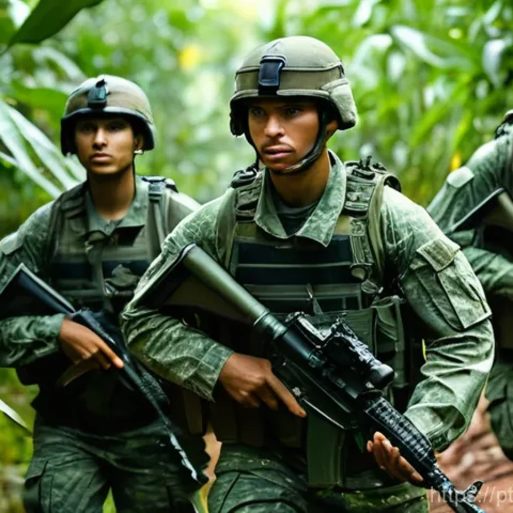 육군 병과별 진급 속도 - **Dynamic Leadership in the Field**
A wide shot of a determined young Brazilian Army officer (As...
