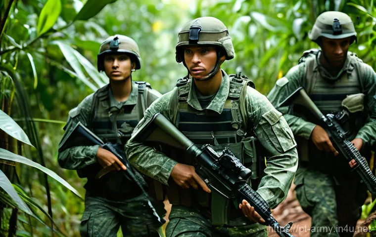육군 병과별 진급 속도 - **Dynamic Leadership in the Field**
    A wide shot of a determined young Brazilian Army officer (As...